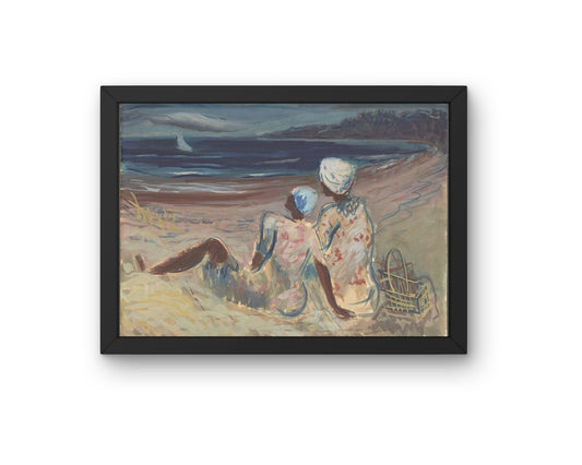 Black Figures by the Water – Coastal Reverie Painting