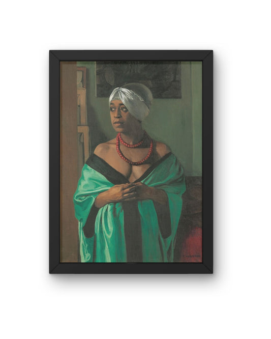 Vintage Black Woman Portrait – Emerald Wrap
