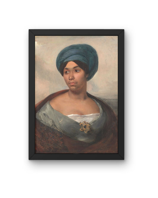 Classic Black Woman Portrait – Blue Turban