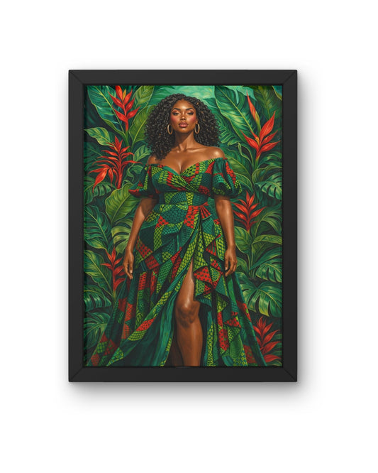 Woman Queen in Emerald Silk